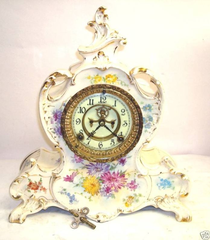Ansonia Royal Bonn La Vendee porcelain mantel clock - 2